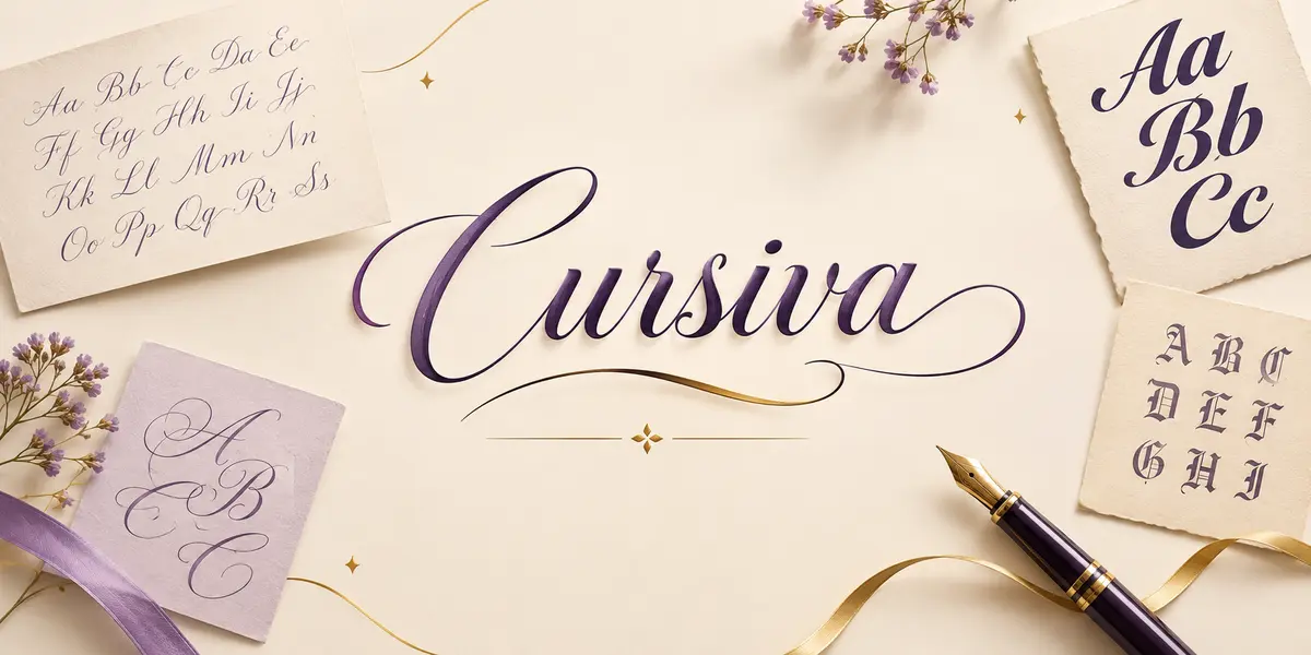 Ejemplos de letra cursiva en distintos estilos decorativos usados en pantalla